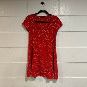 Red & White Mini Polka Dot Dress • Women’s Size Small • Corset Cinch Back